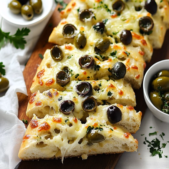 A slice of pizza with olives.