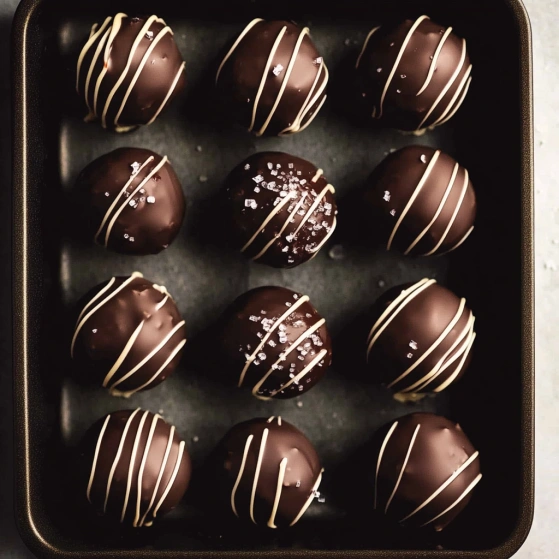 A pan of chocolate covered marshmallows.