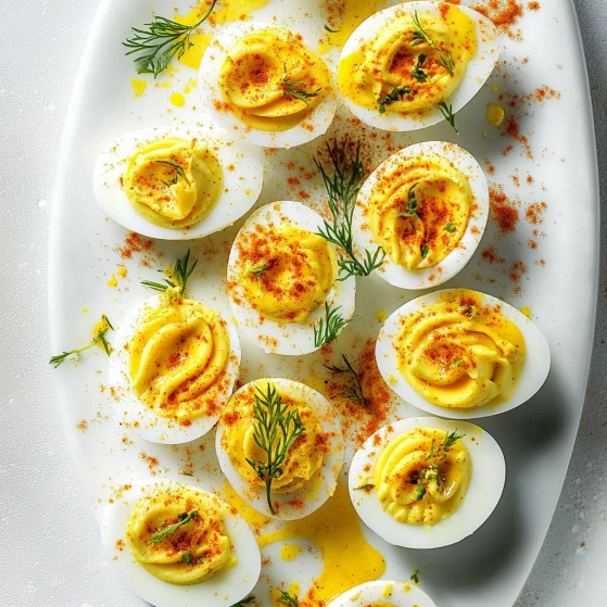 A plate of eggs with sauce.