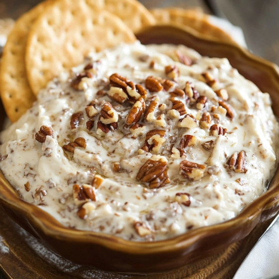 A bowl of food with a cracker on top.