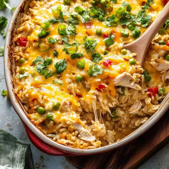 A bowl of rice and chicken.