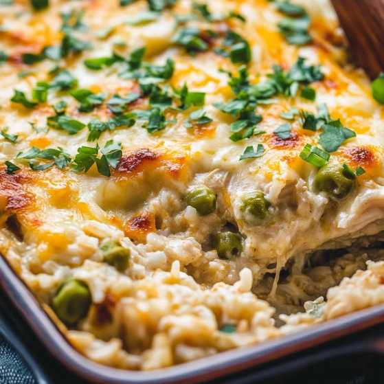 A dish with peas and cheese.
