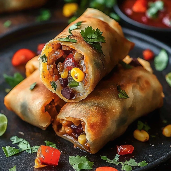 A plate of food with a corn and bean filling.