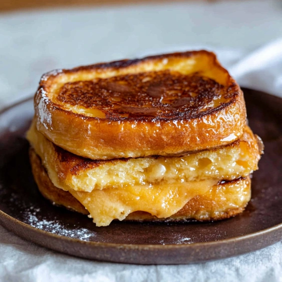 A stack of two grilled sandwiches.