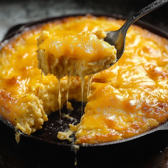 A spoon is in a pan of food.