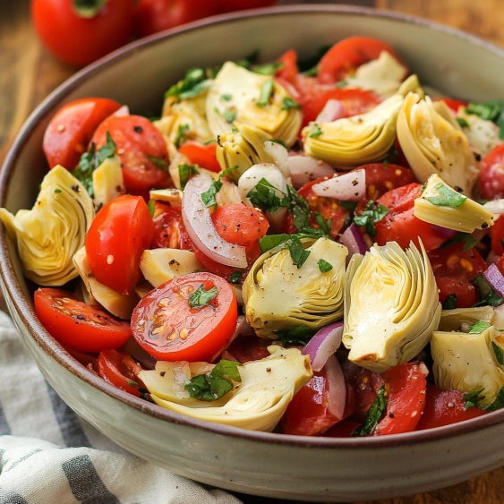 A bowl of vegetables including tomatoes, onions, and lettuce.