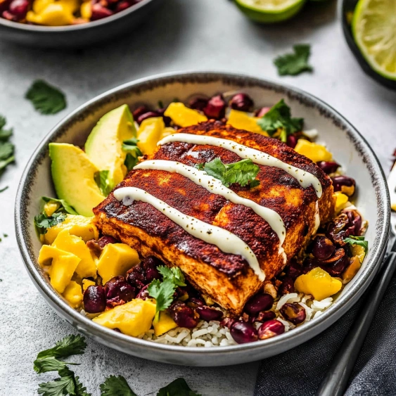 A plate of food with rice and meat.