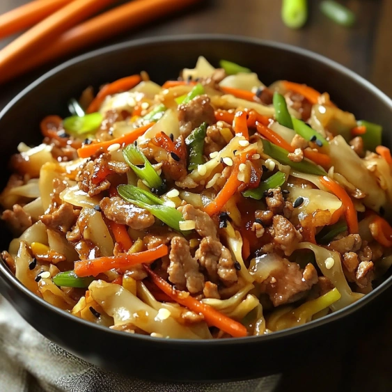 A bowl of meat and vegetables.
