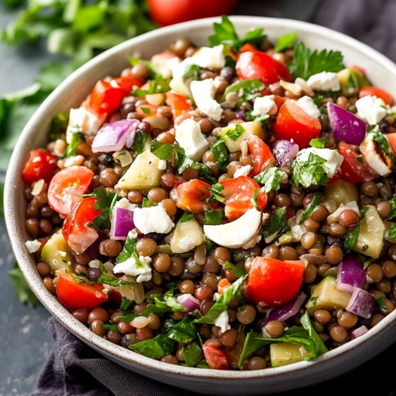 A bowl of vegetables and feta cheese.