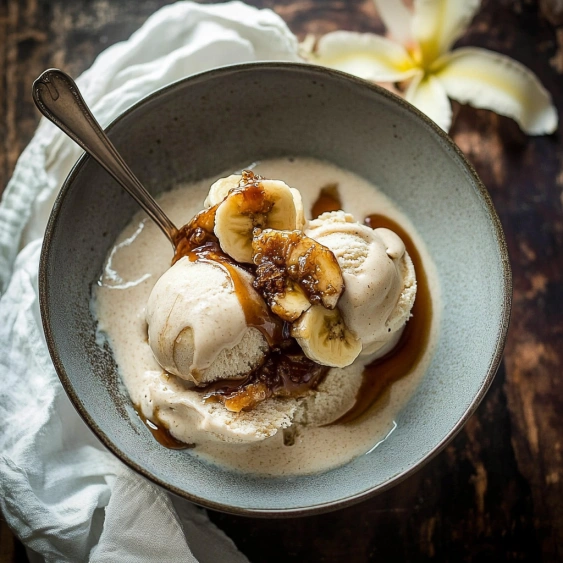 A bowl of banana ice cream.