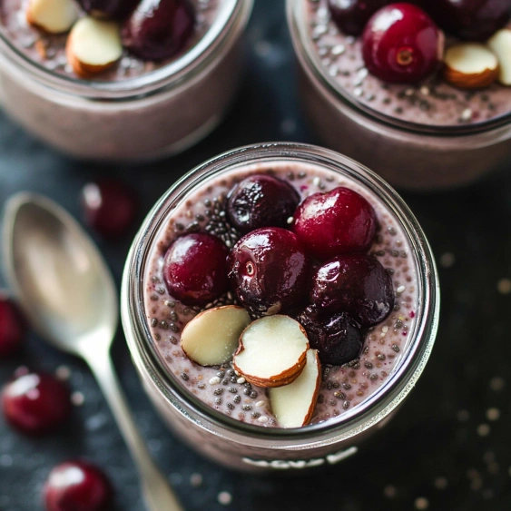 A glass of yogurt with berries and nuts.