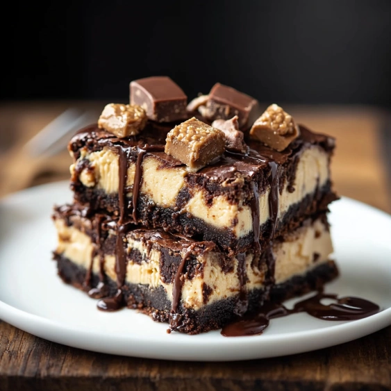A slice of chocolate cake with chocolate chips and nuts on top.