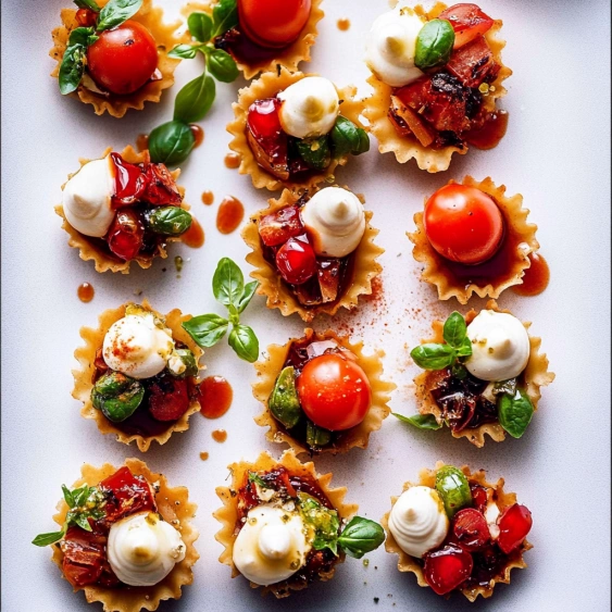 A plate of food with tomatoes and cheese.