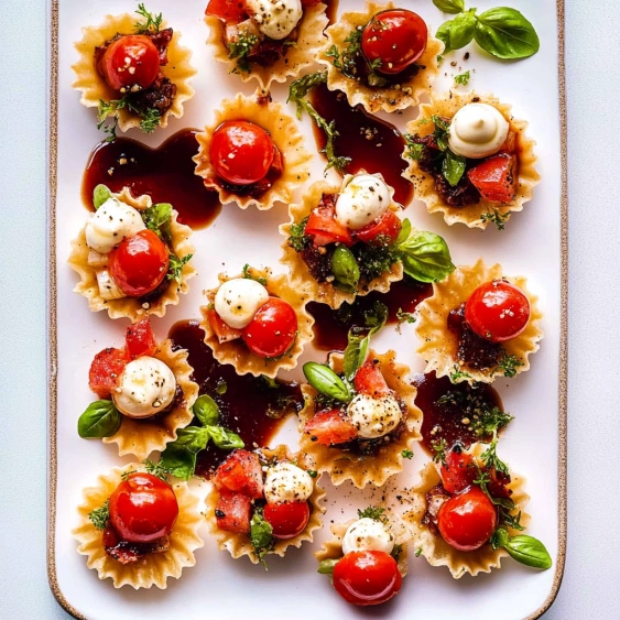 A plate of food with tomatoes and cheese.