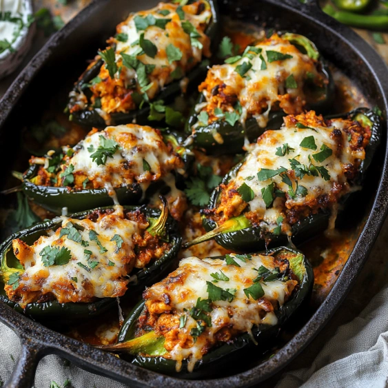 A pan of food with peppers and cheese.