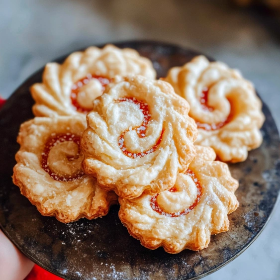A plate of pastries with red icing.