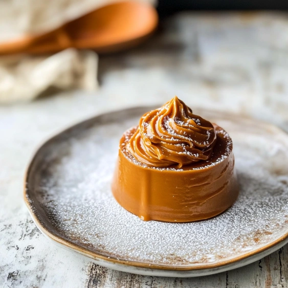 A plate with a dessert on it.