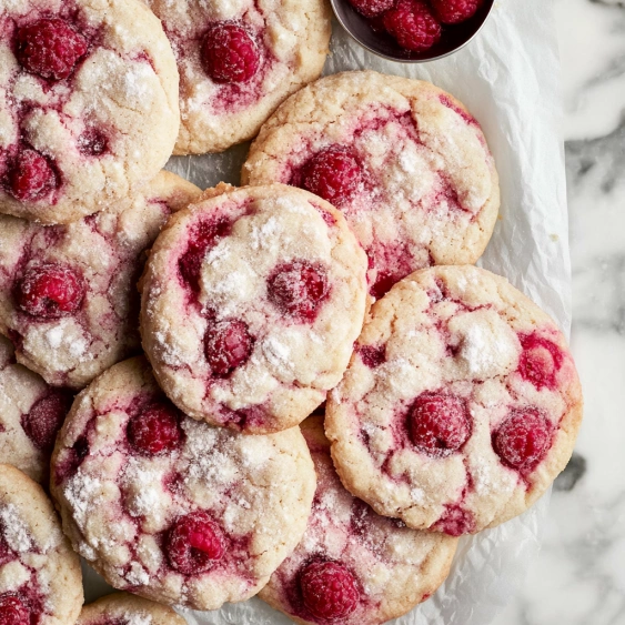A plate of cookies with raspberry jam.