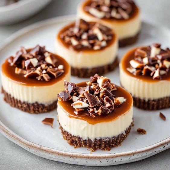 A plate of desserts with chocolate and caramel toppings.