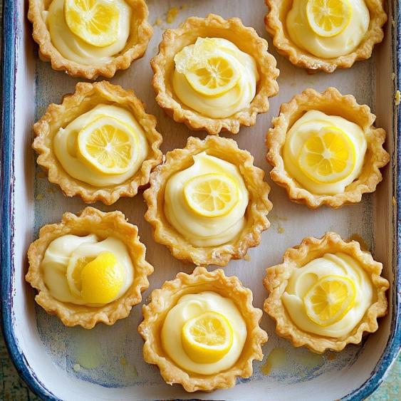 A tray of lemon custard tarts.