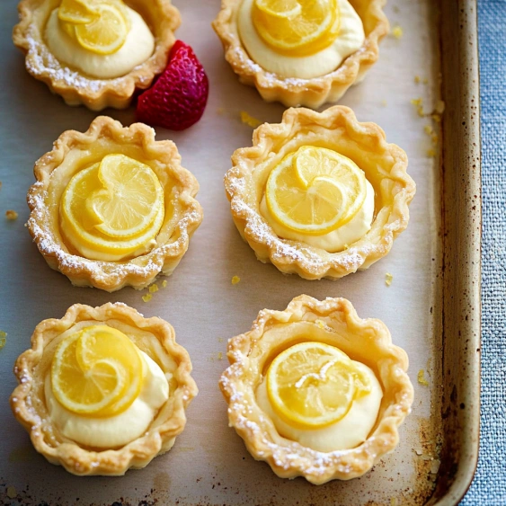 A tray of lemon custard tarts.