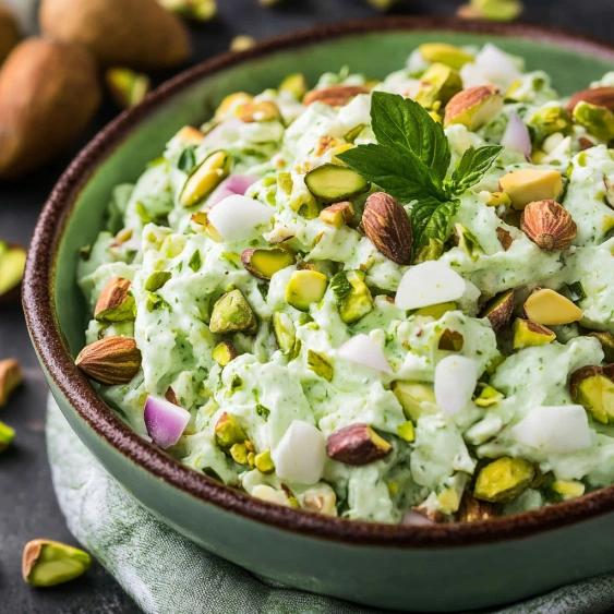 A bowl of food with nuts and pine nuts.