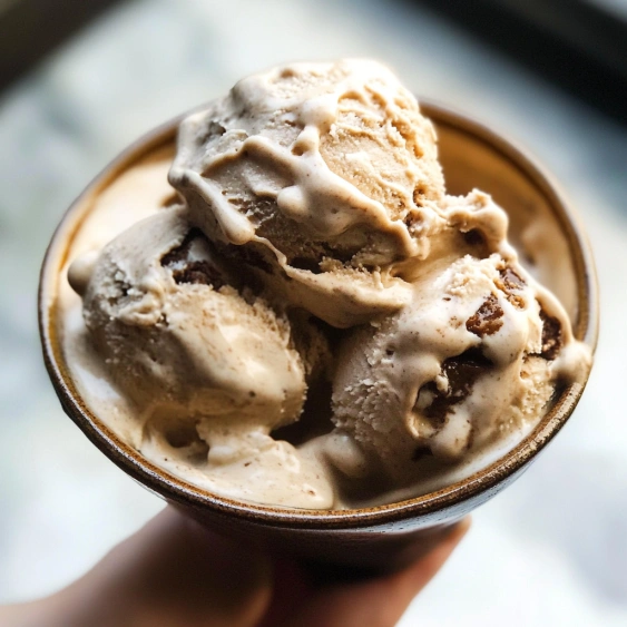 A person holding a cup of ice cream.