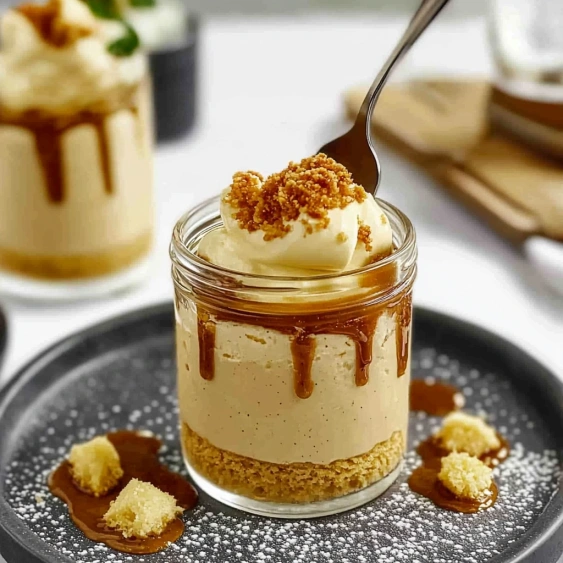 A dessert with a fork in it.