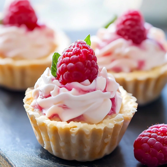 A cupcake with a raspberry on top.