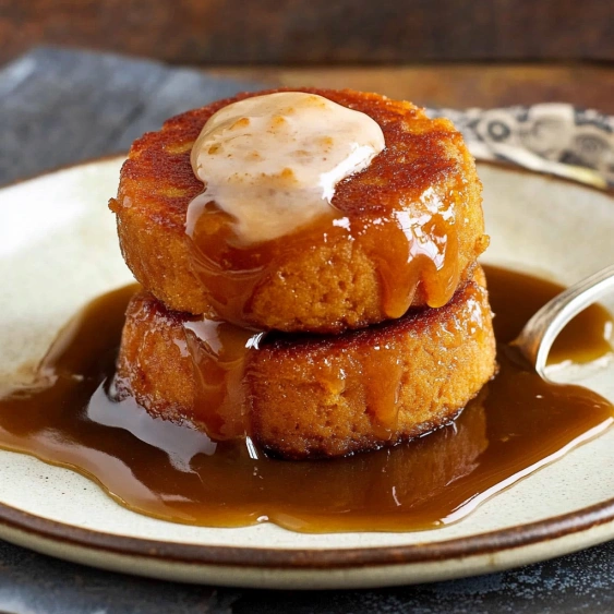 A plate of food with syrup on top.
