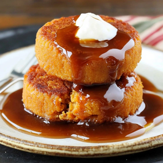 A plate of food with syrup on it.