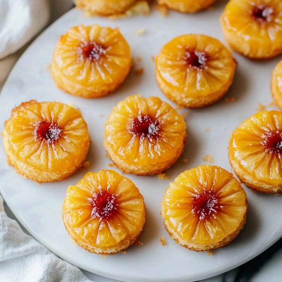 A plate of small pastries with a red jelly filling.