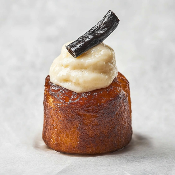 A pastry with a dollop of cream on top.