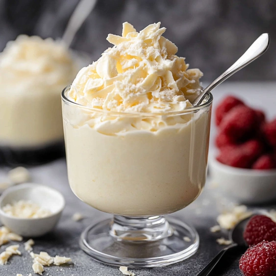 A glass of whipped cream with a spoon in it.