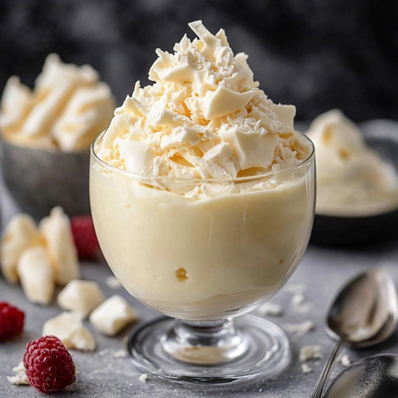 A glass of whipped cream with a spoon in it.
