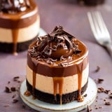 A chocolate dessert with chocolate drizzle.