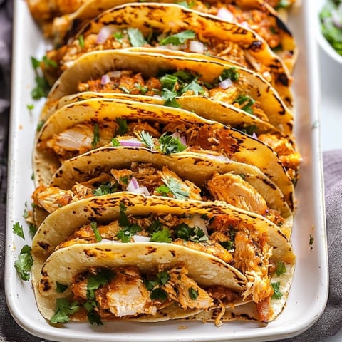 A tray of chicken tacos.