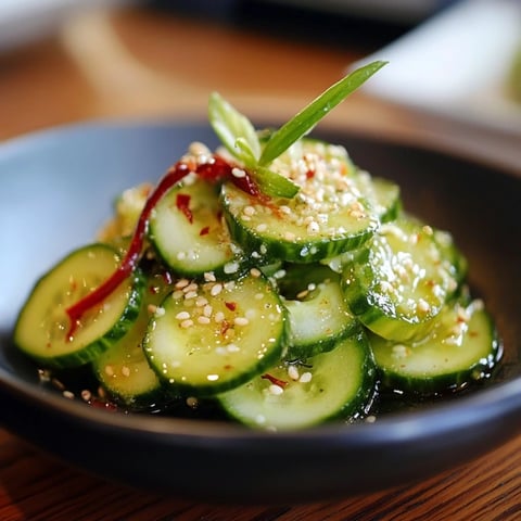 A bowl of sliced cucumbers with a sprig of parsley on top.