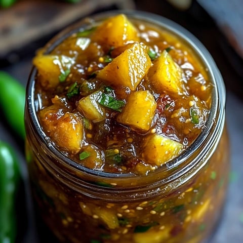 A jar of pineapple chutney.