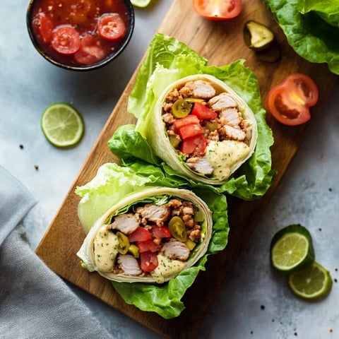Two wraps with lettuce and tomatoes.
